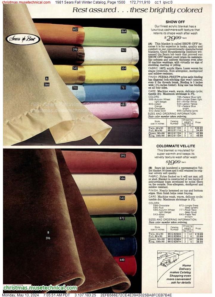 1981 Sears Fall Winter Catalog, Page 1500