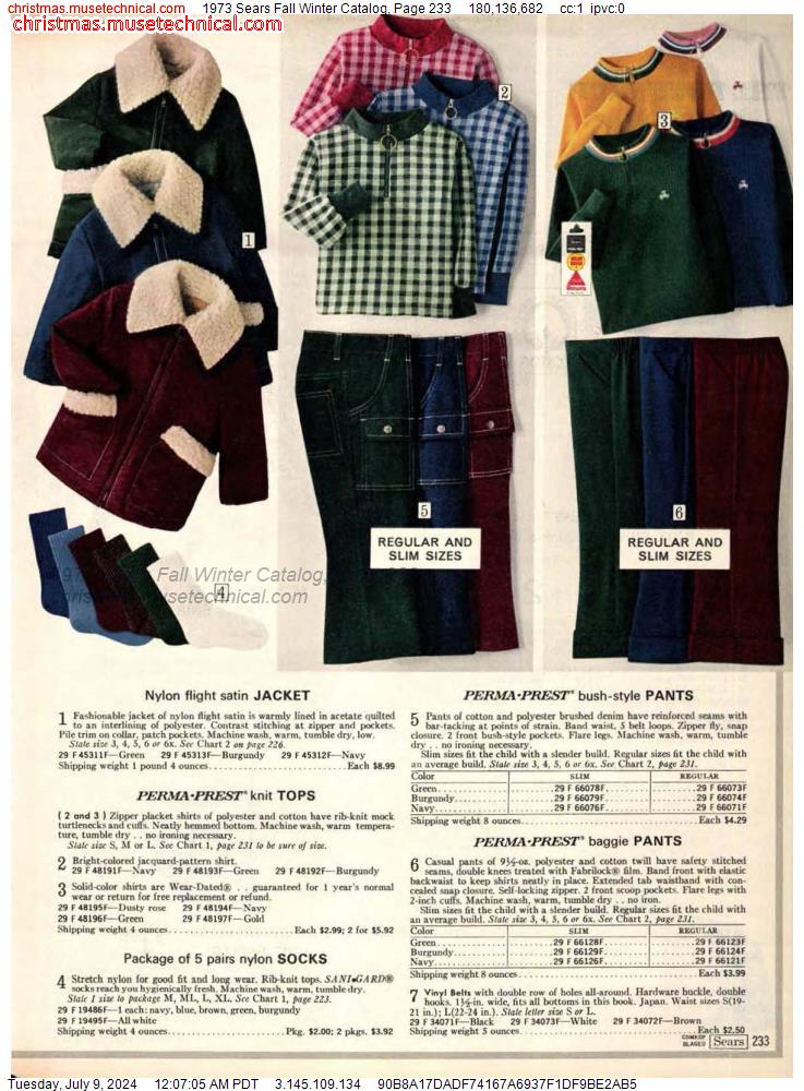 1973 Sears Fall Winter Catalog, Page 233