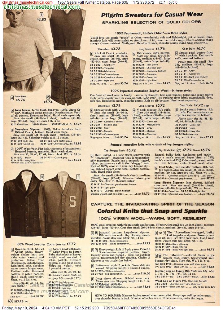 1957 Sears Fall Winter Catalog, Page 635