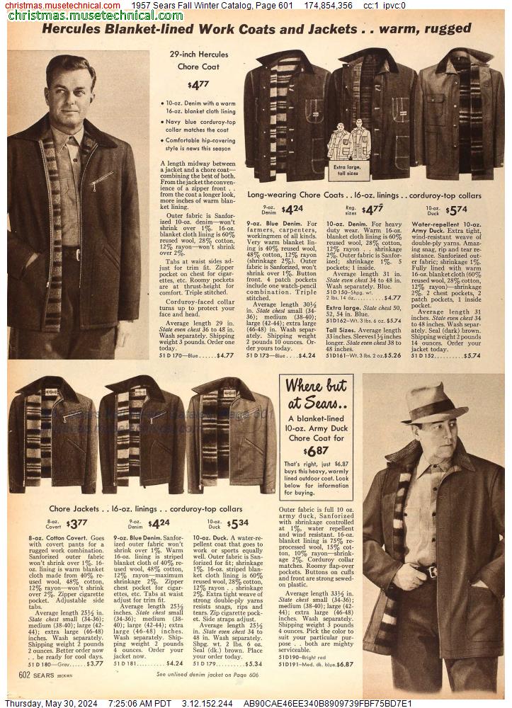 1957 Sears Fall Winter Catalog, Page 601