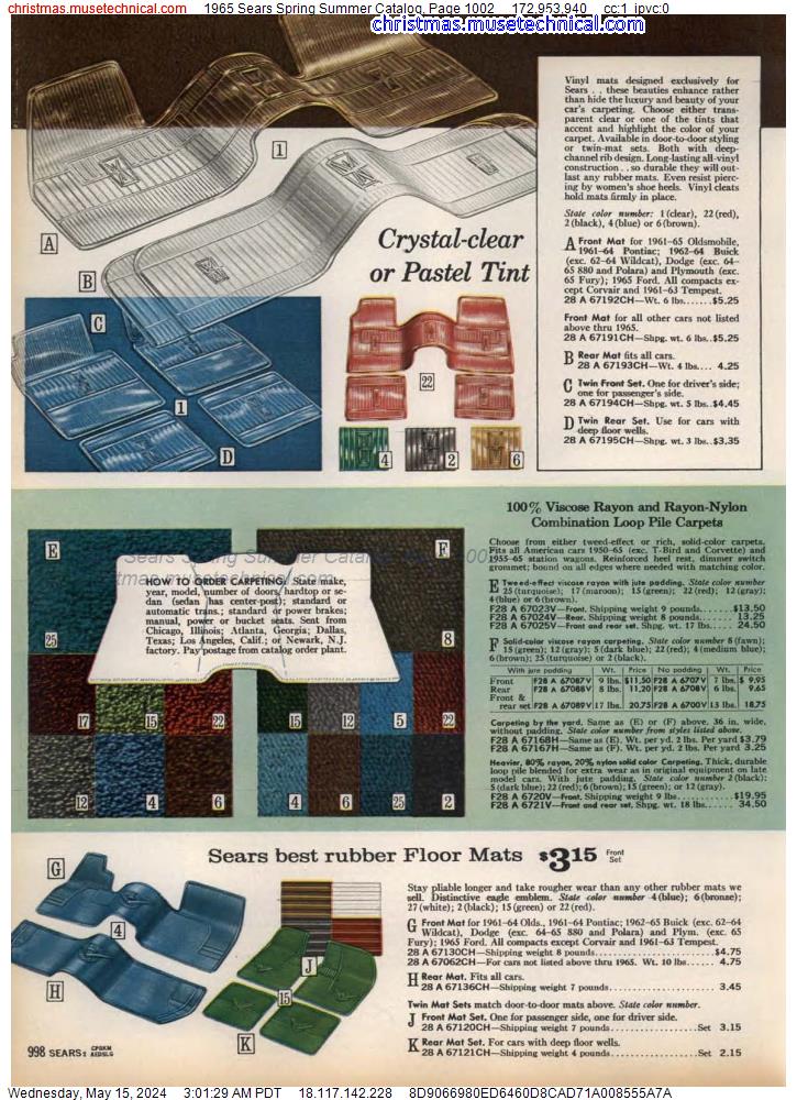 1965 Sears Spring Summer Catalog, Page 1002