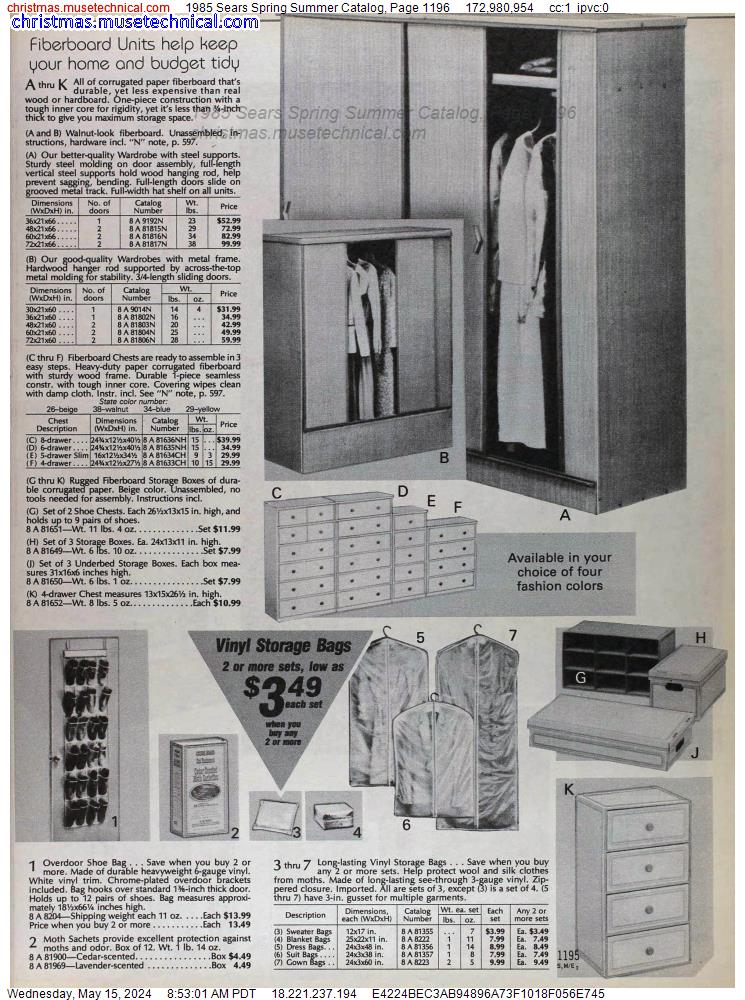 1985 Sears Spring Summer Catalog, Page 1196
