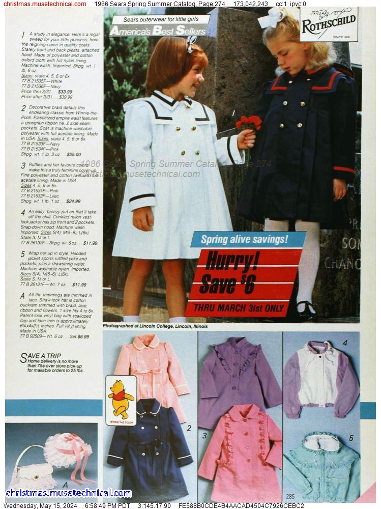 1986 Sears Spring Summer Catalog, Page 274