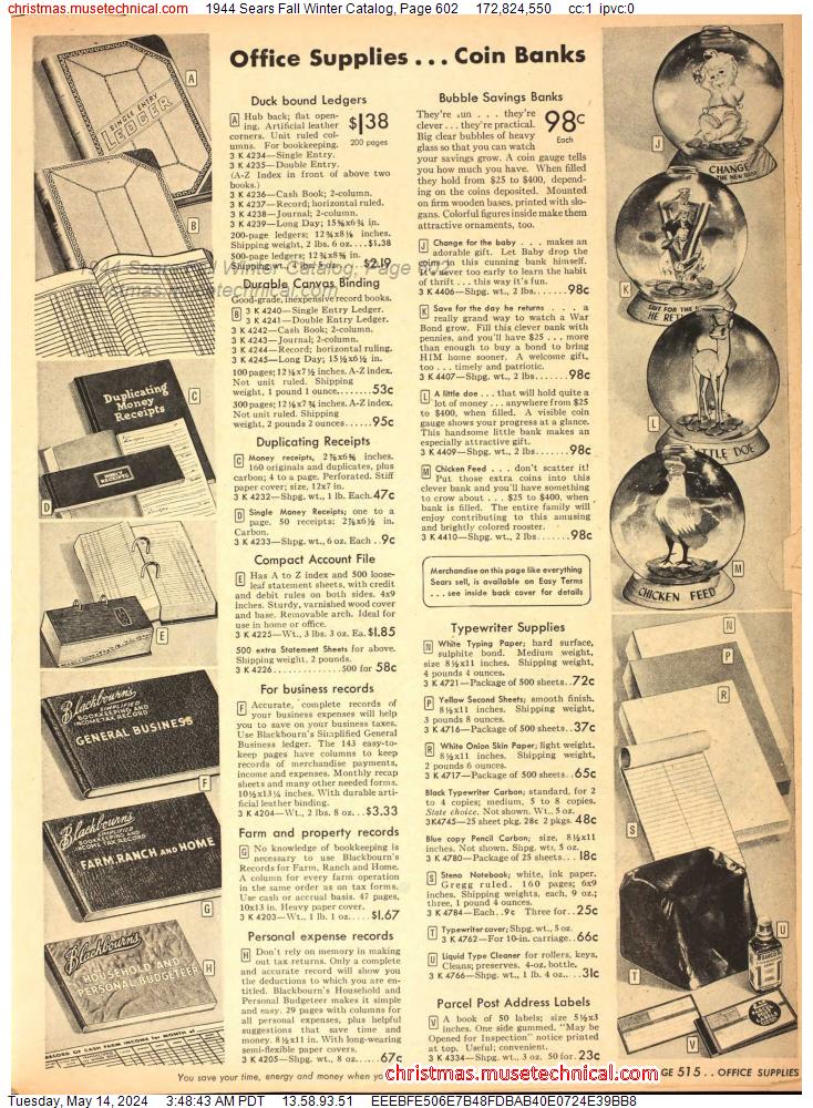 1944 Sears Fall Winter Catalog, Page 602