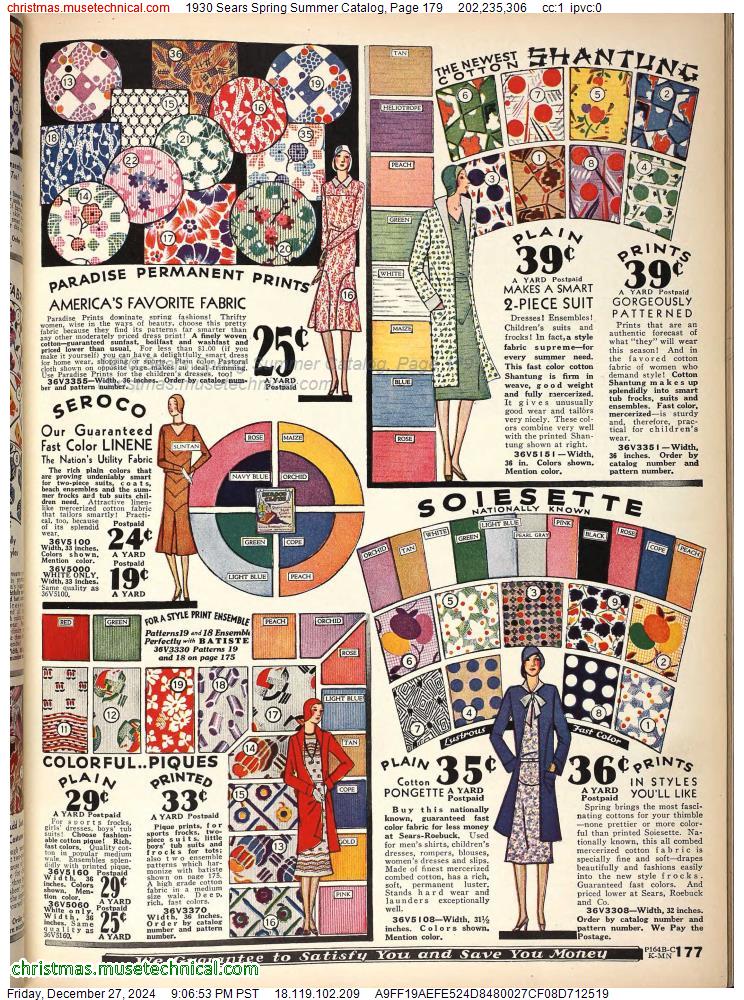 1930 Sears Spring Summer Catalog, Page 179