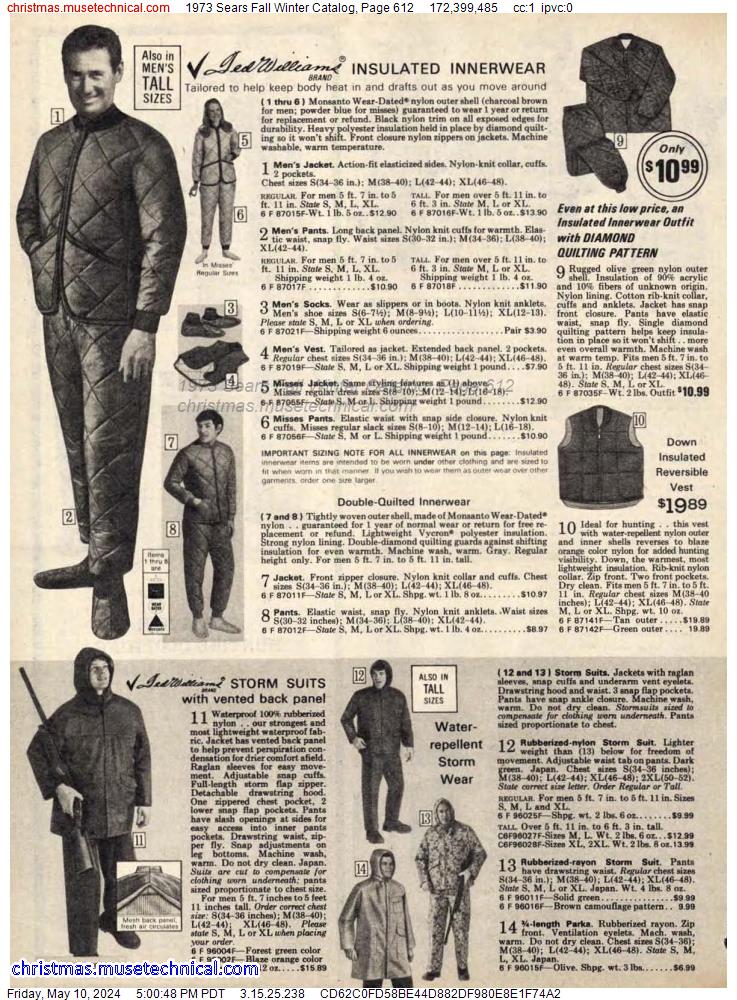 1973 Sears Fall Winter Catalog, Page 612