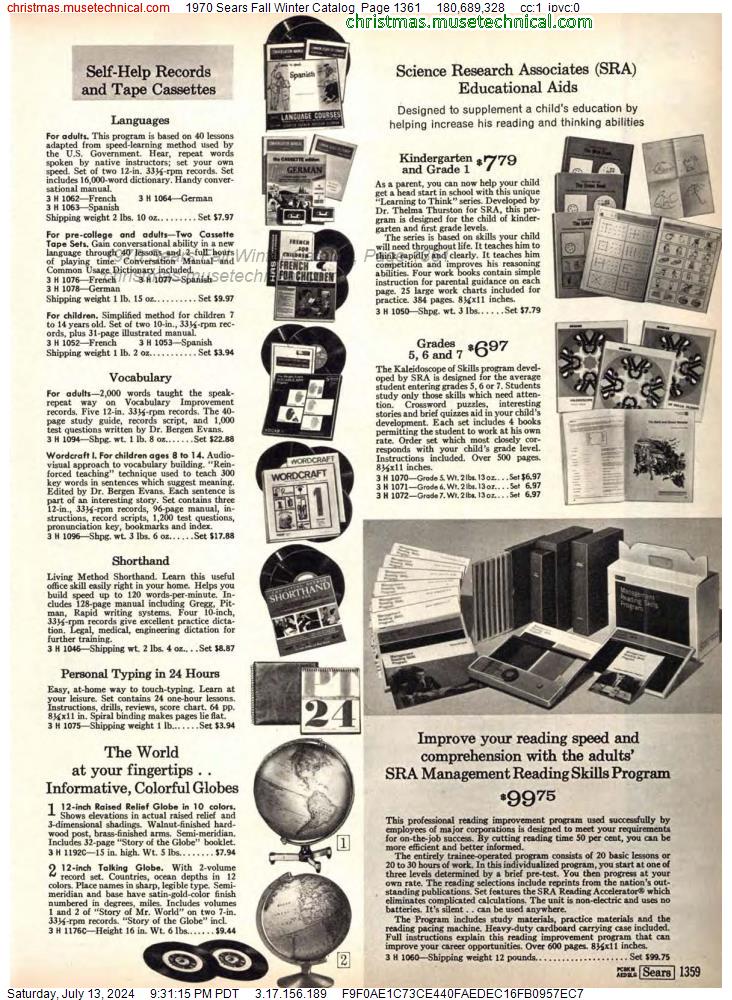 1970 Sears Fall Winter Catalog, Page 1361