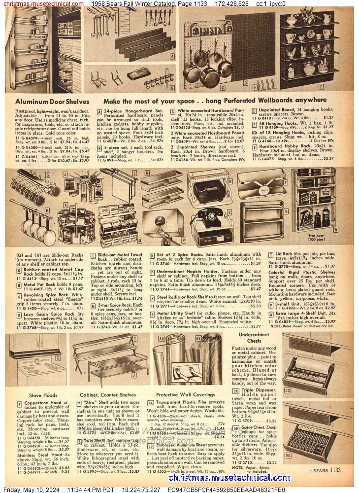 1958 Sears Fall Winter Catalog, Page 1133