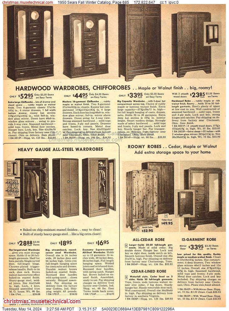 1950 Sears Fall Winter Catalog, Page 685