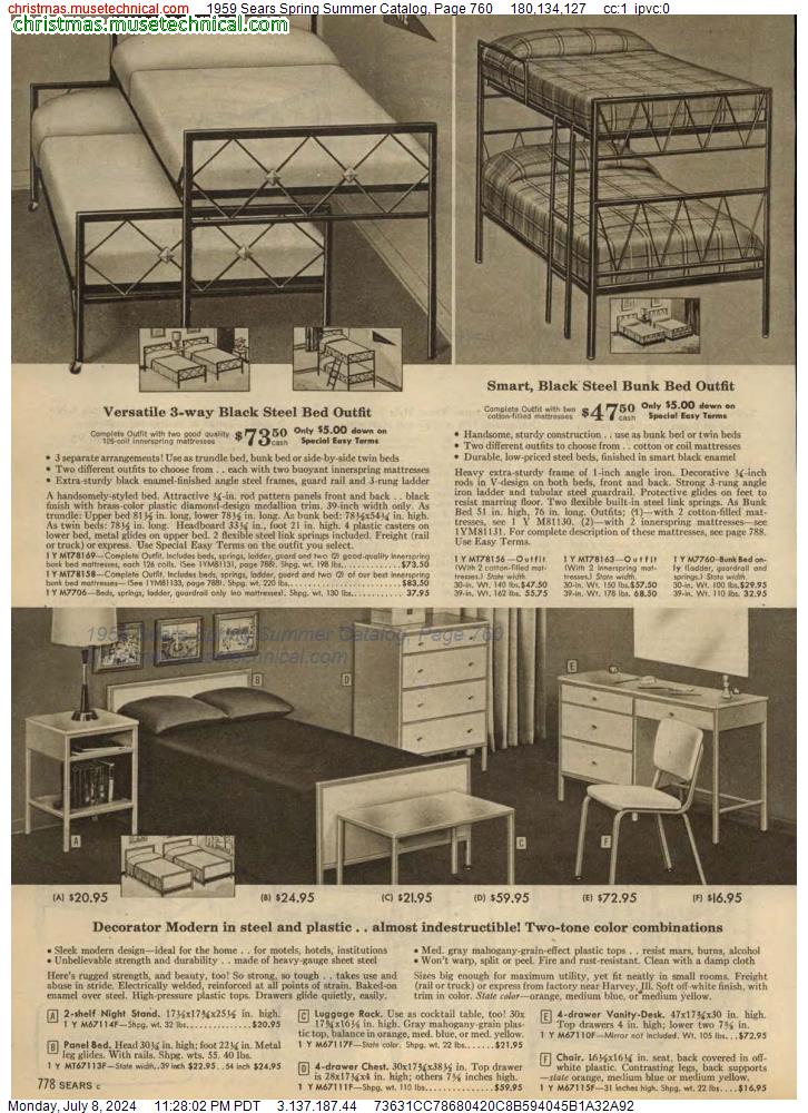 1959 Sears Spring Summer Catalog, Page 760