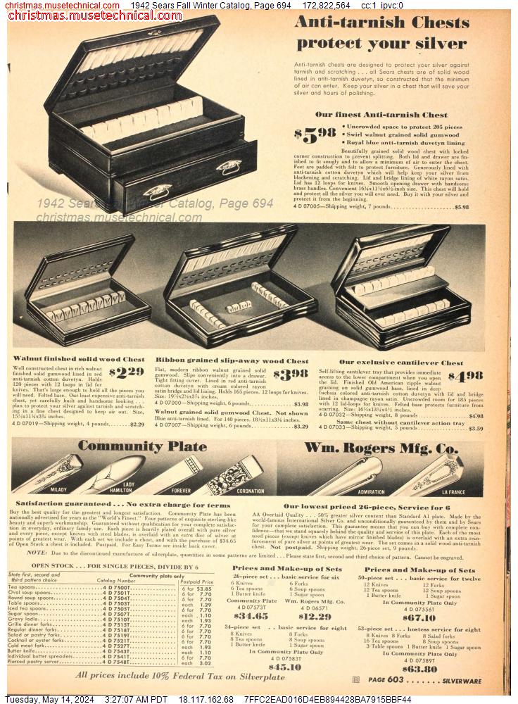 1942 Sears Fall Winter Catalog, Page 694