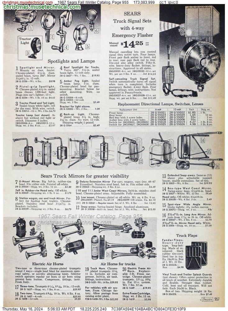 1967 Sears Fall Winter Catalog, Page 955