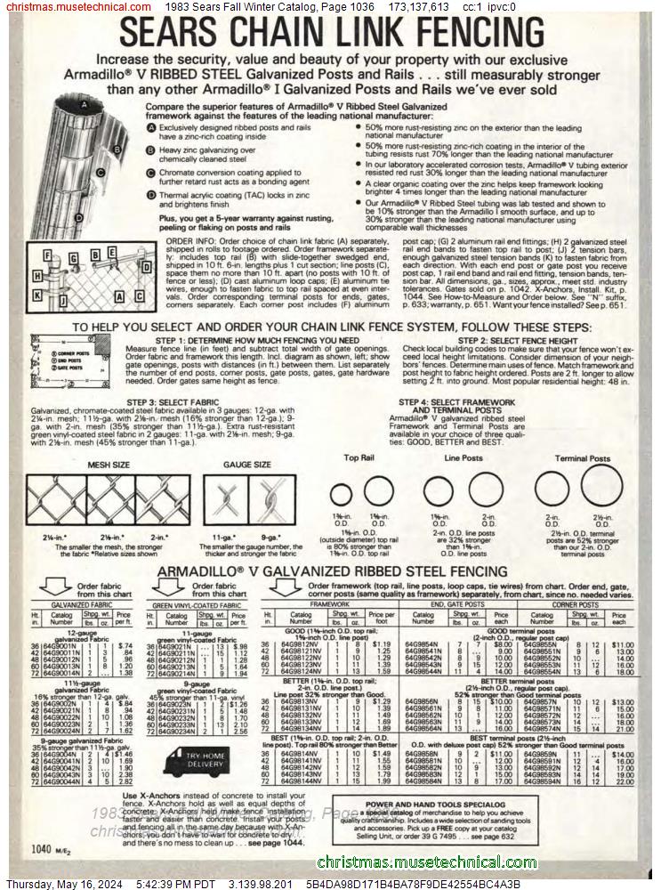 1983 Sears Fall Winter Catalog, Page 1036