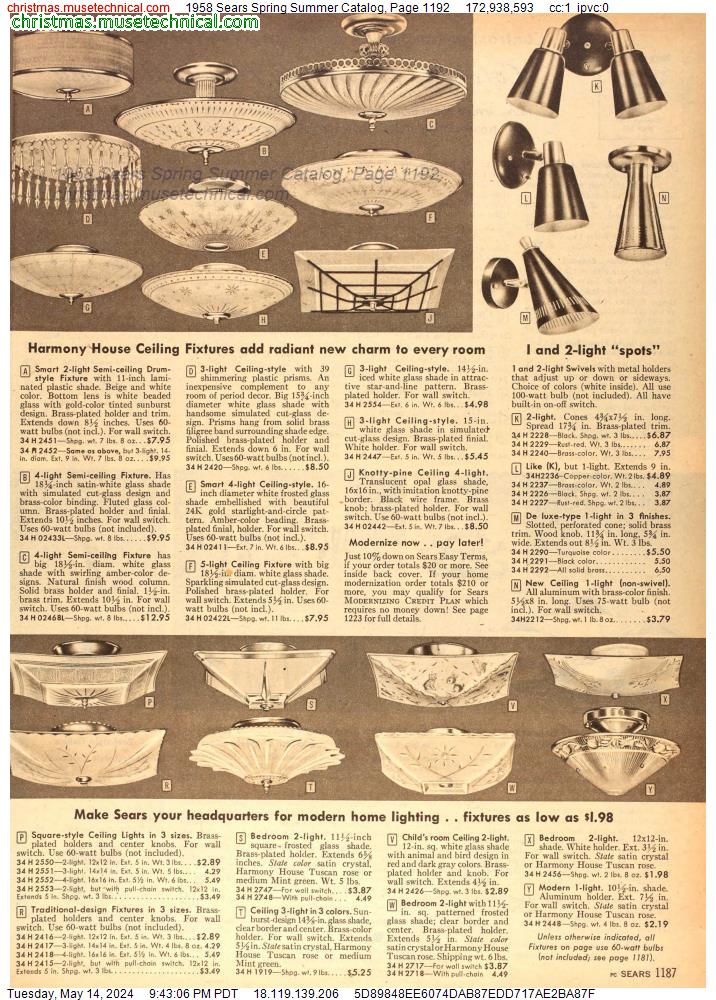 1958 Sears Spring Summer Catalog, Page 1192