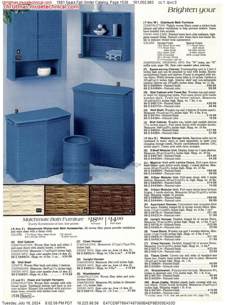 1981 Sears Fall Winter Catalog, Page 1536