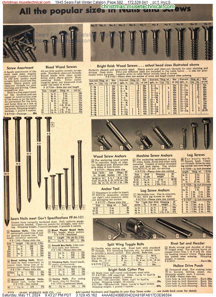 1945 Sears Fall Winter Catalog, Page 582