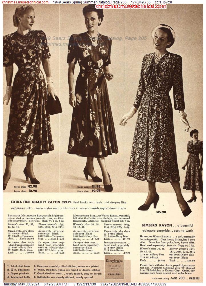 1949 Sears Spring Summer Catalog, Page 205