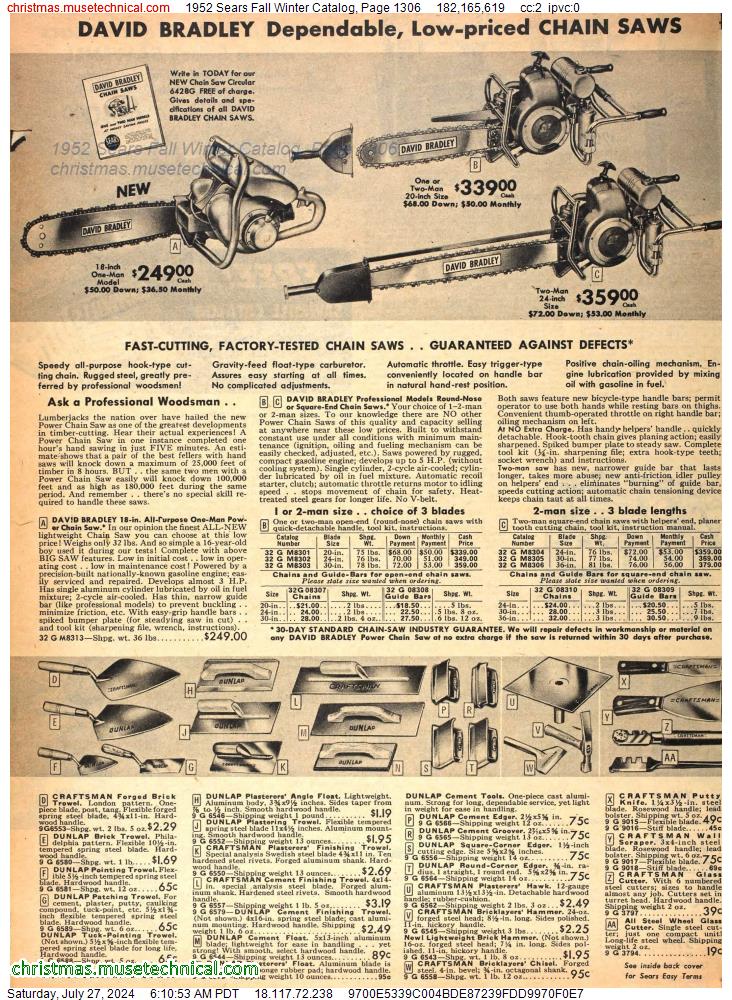 1952 Sears Fall Winter Catalog, Page 1306