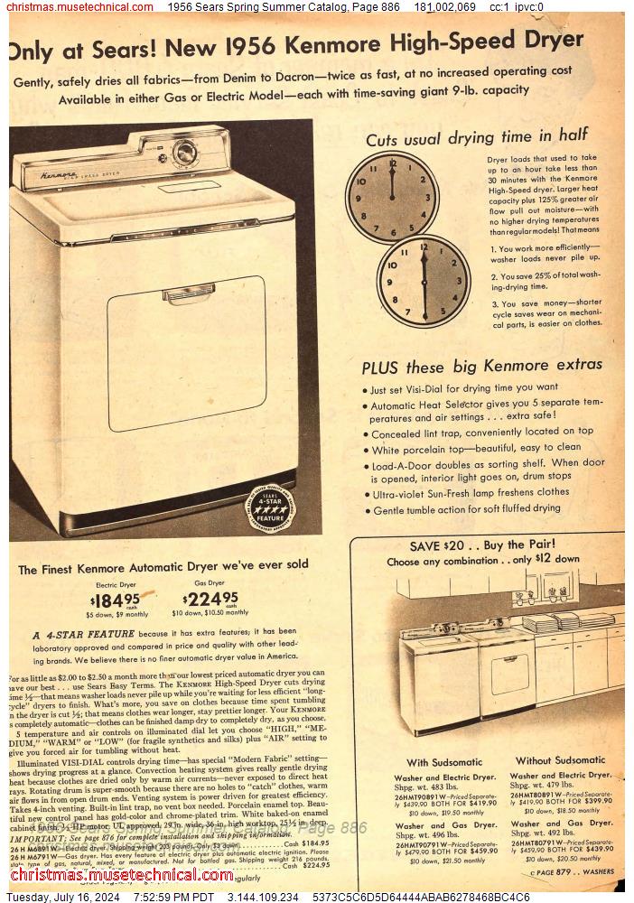 1956 Sears Spring Summer Catalog, Page 886