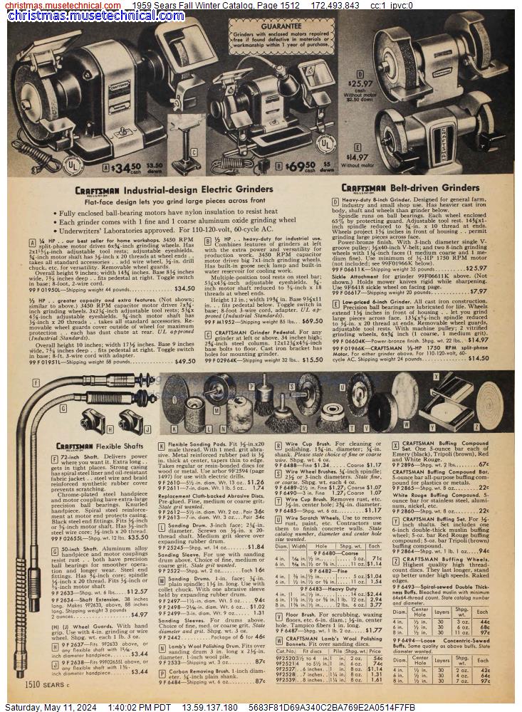 1959 Sears Fall Winter Catalog, Page 1512