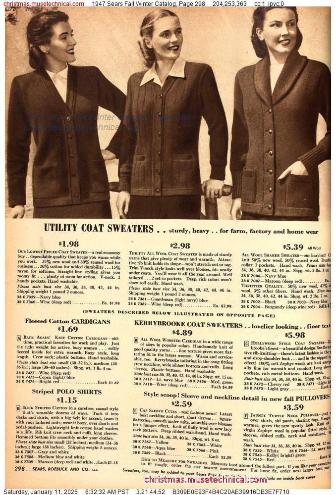 1947 Sears Fall Winter Catalog, Page 298