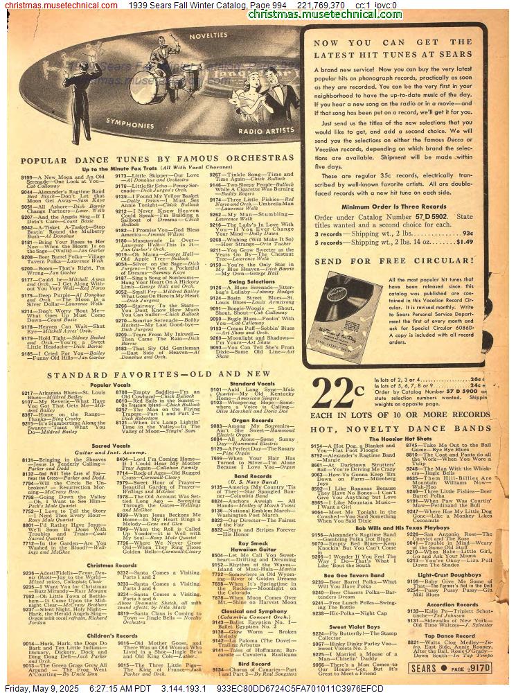 1939 Sears Fall Winter Catalog, Page 994