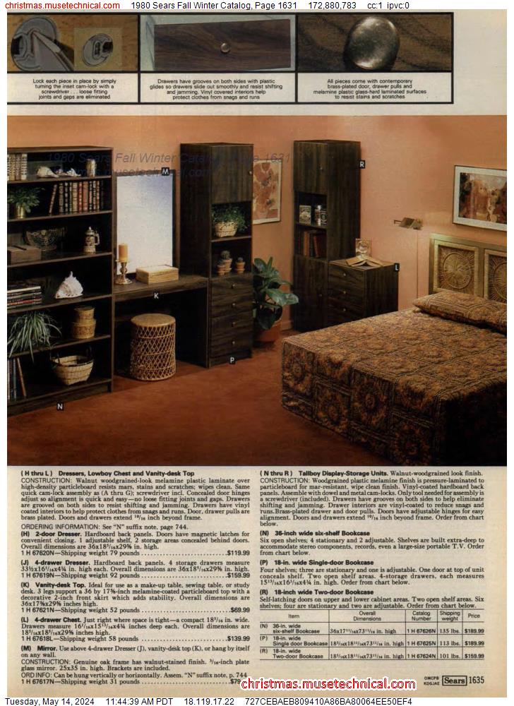 1980 Sears Fall Winter Catalog, Page 1631