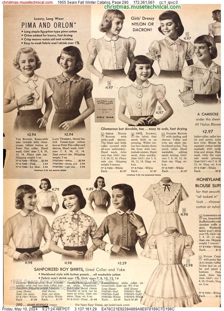 1955 Sears Fall Winter Catalog, Page 290