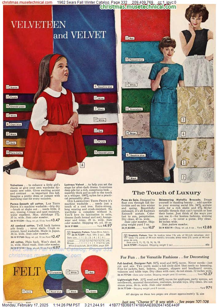 1962 Sears Fall Winter Catalog, Page 332