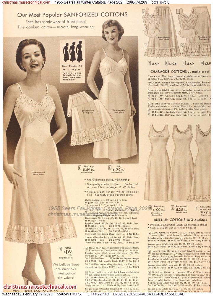 1955 Sears Fall Winter Catalog, Page 202