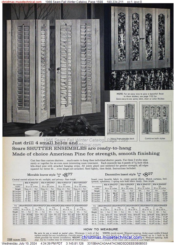 1966 Sears Fall Winter Catalog, Page 1598