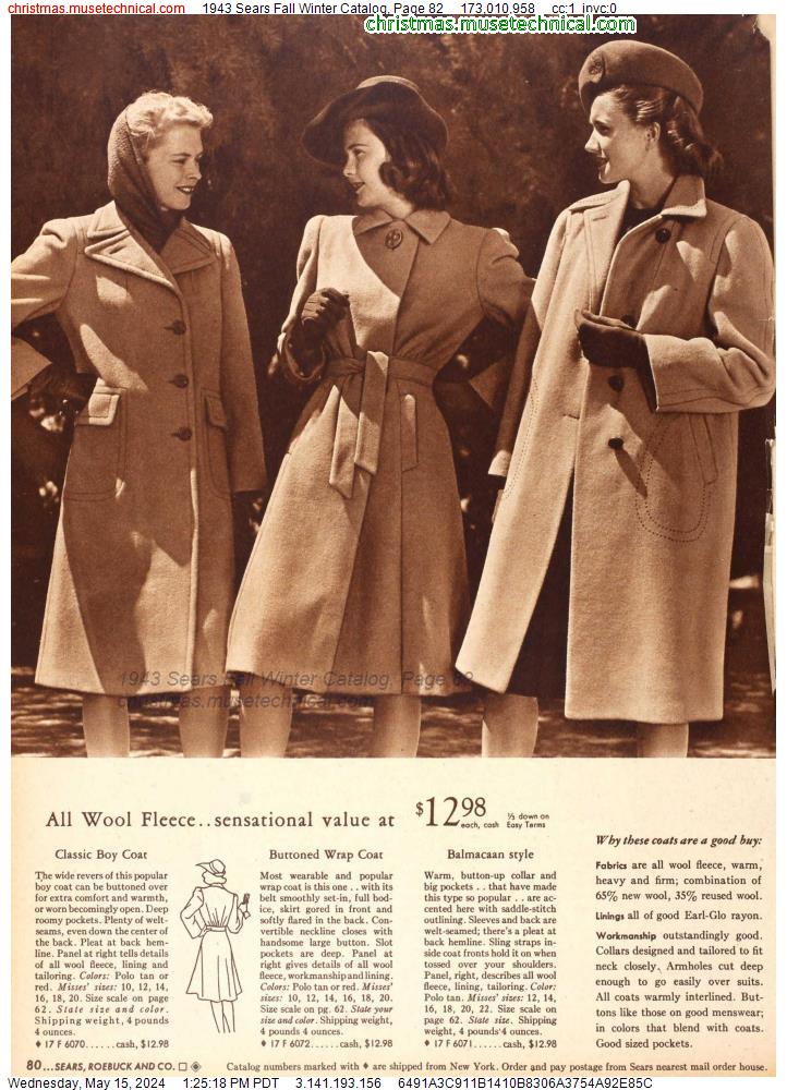 1943 Sears Fall Winter Catalog, Page 82