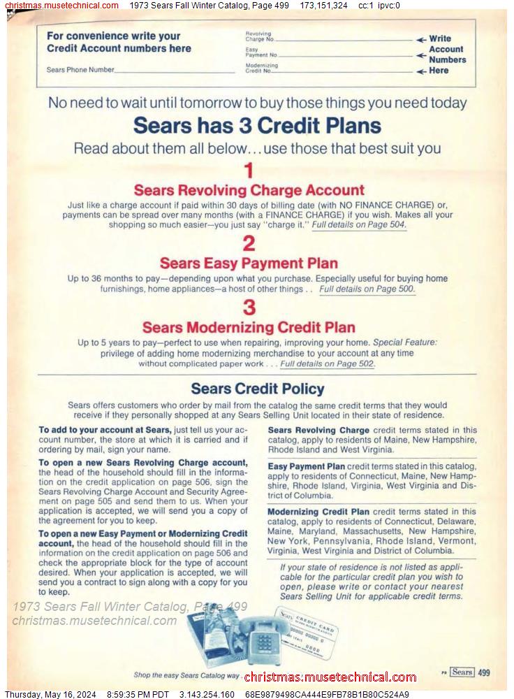 1973 Sears Fall Winter Catalog, Page 499