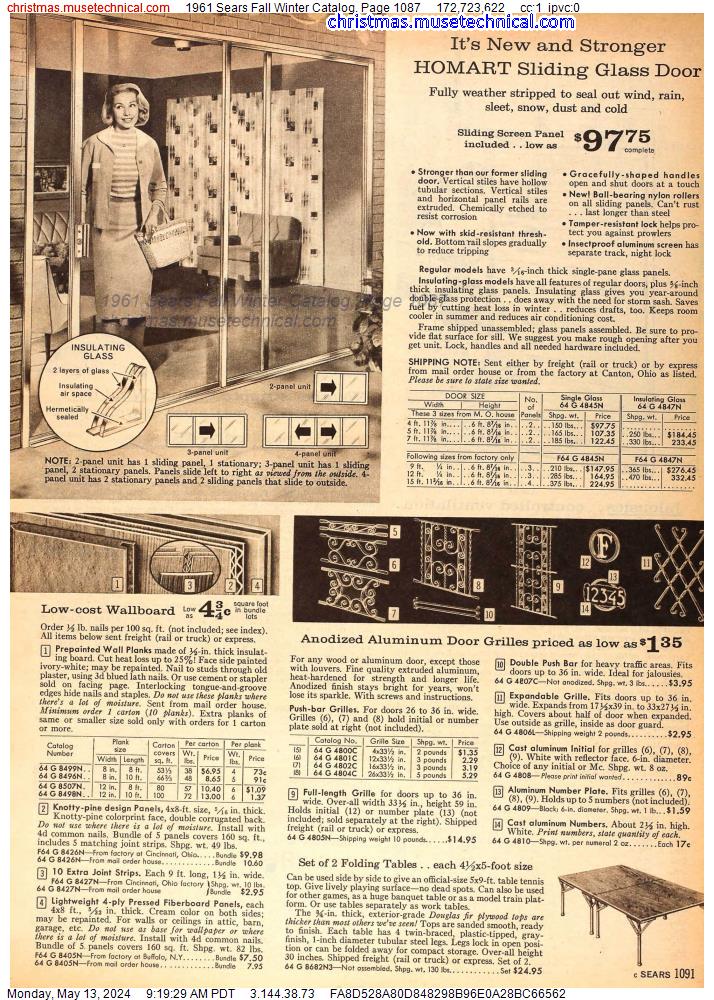 1961 Sears Fall Winter Catalog, Page 1087