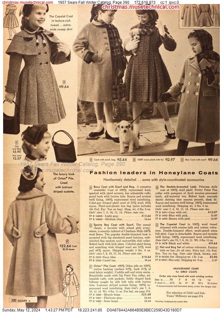 1957 Sears Fall Winter Catalog, Page 390 - Catalogs & Wishbooks