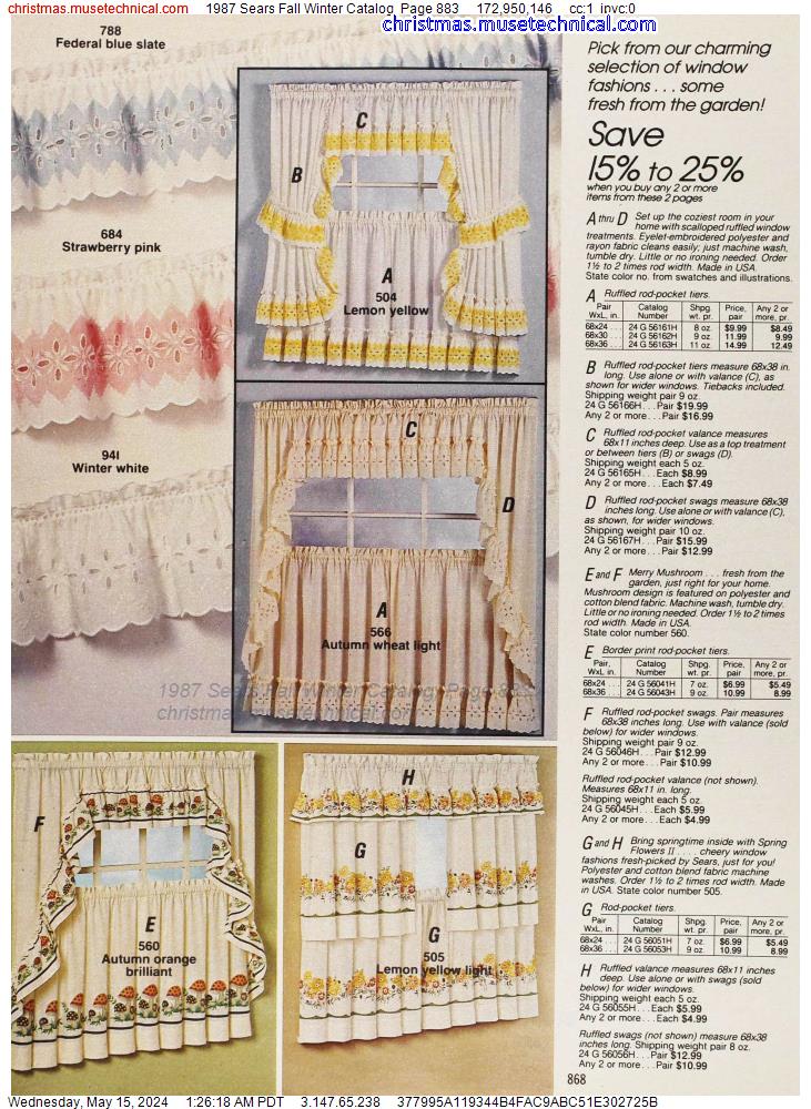 1987 Sears Fall Winter Catalog, Page 883