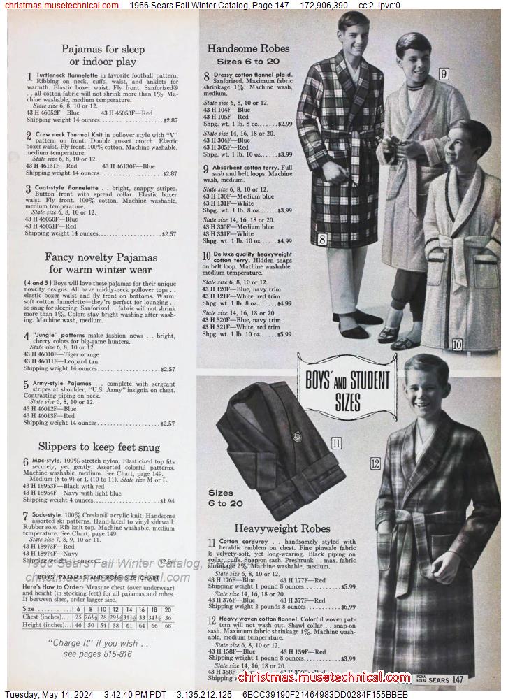 1966 Sears Fall Winter Catalog, Page 147