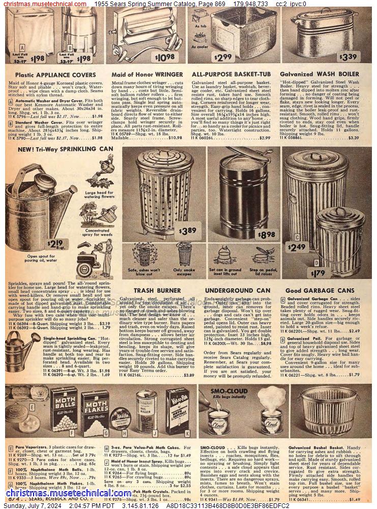 1955 Sears Spring Summer Catalog, Page 869