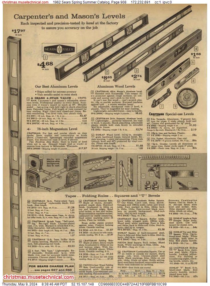 1962 Sears Spring Summer Catalog, Page 908