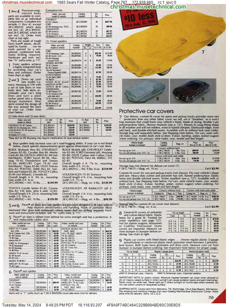 1985 Sears Fall Winter Catalog, Page 767