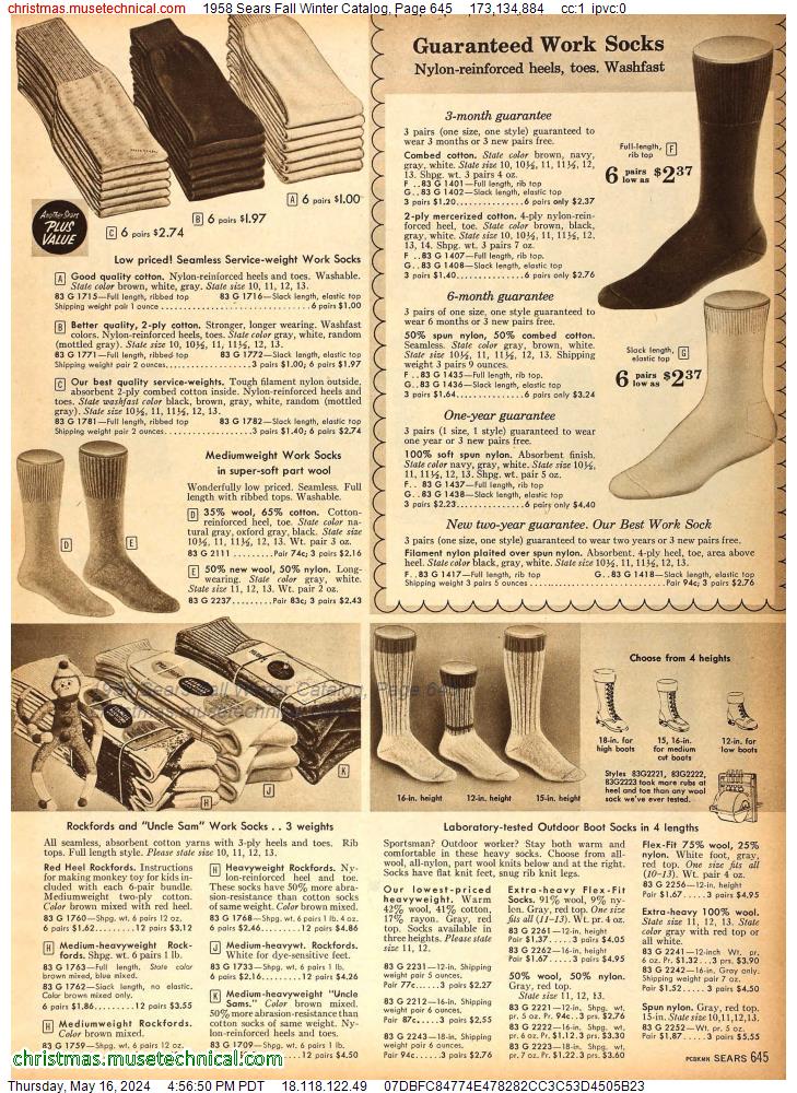 1958 Sears Fall Winter Catalog, Page 645