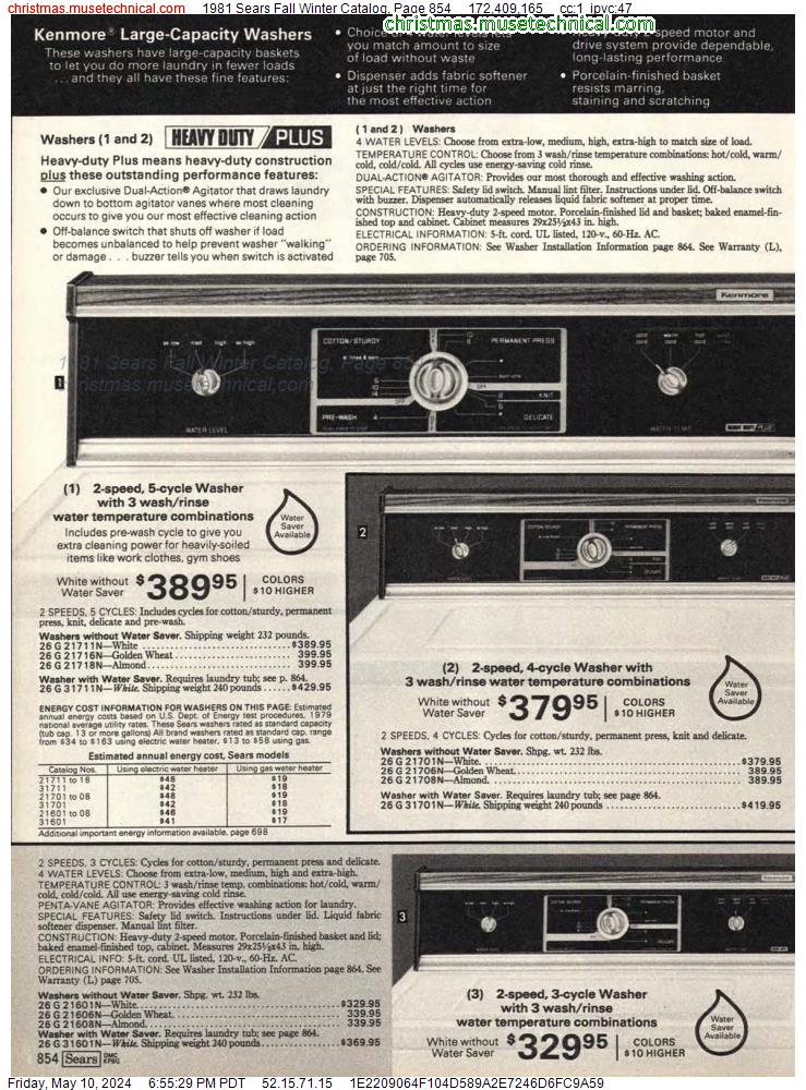 1981 Sears Fall Winter Catalog, Page 854