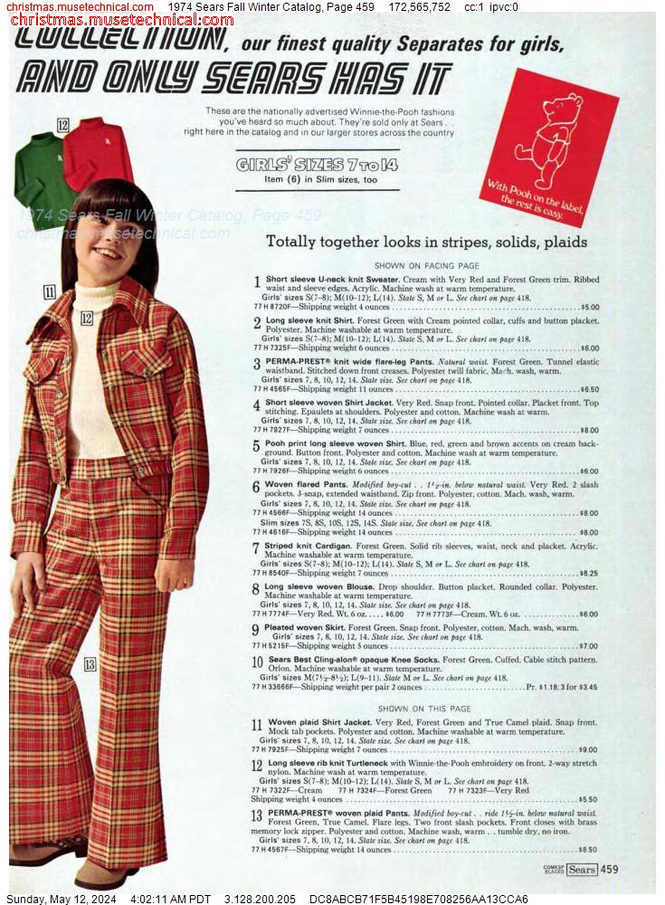 1974 Sears Fall Winter Catalog, Page 459