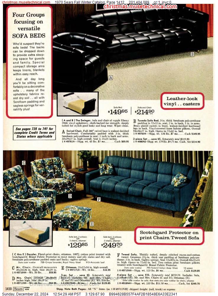 1970 Sears Fall Winter Catalog, Page 1412