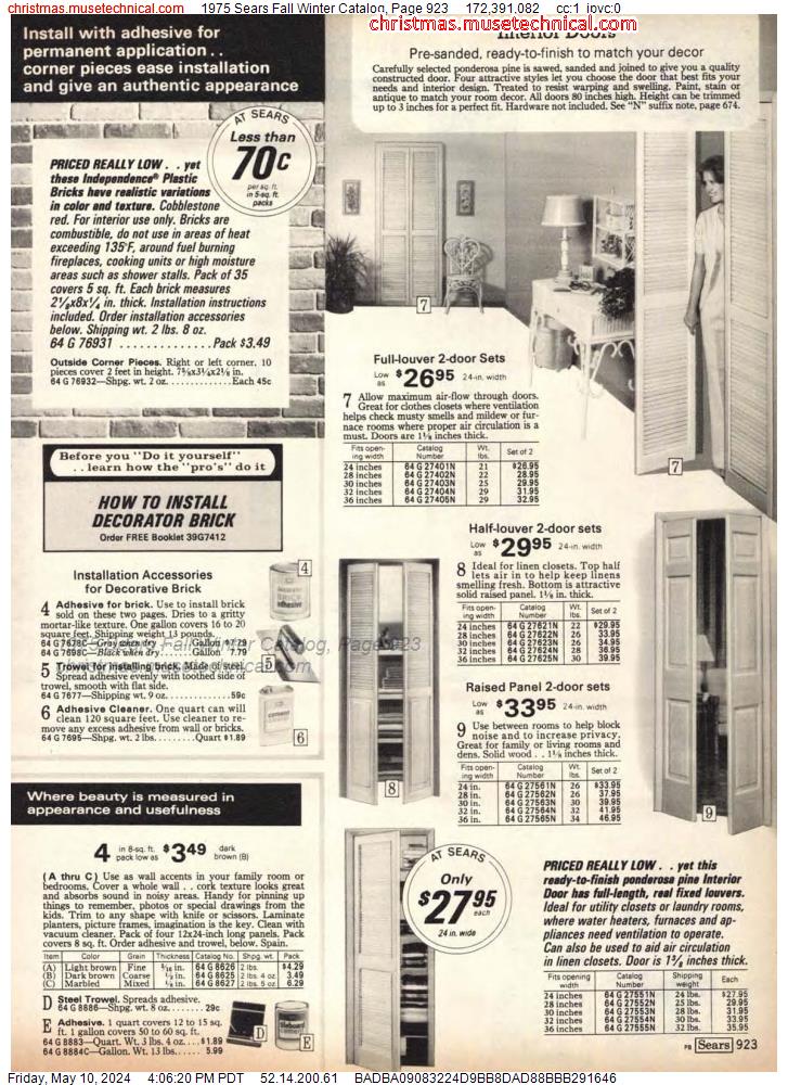 1975 Sears Fall Winter Catalog, Page 923