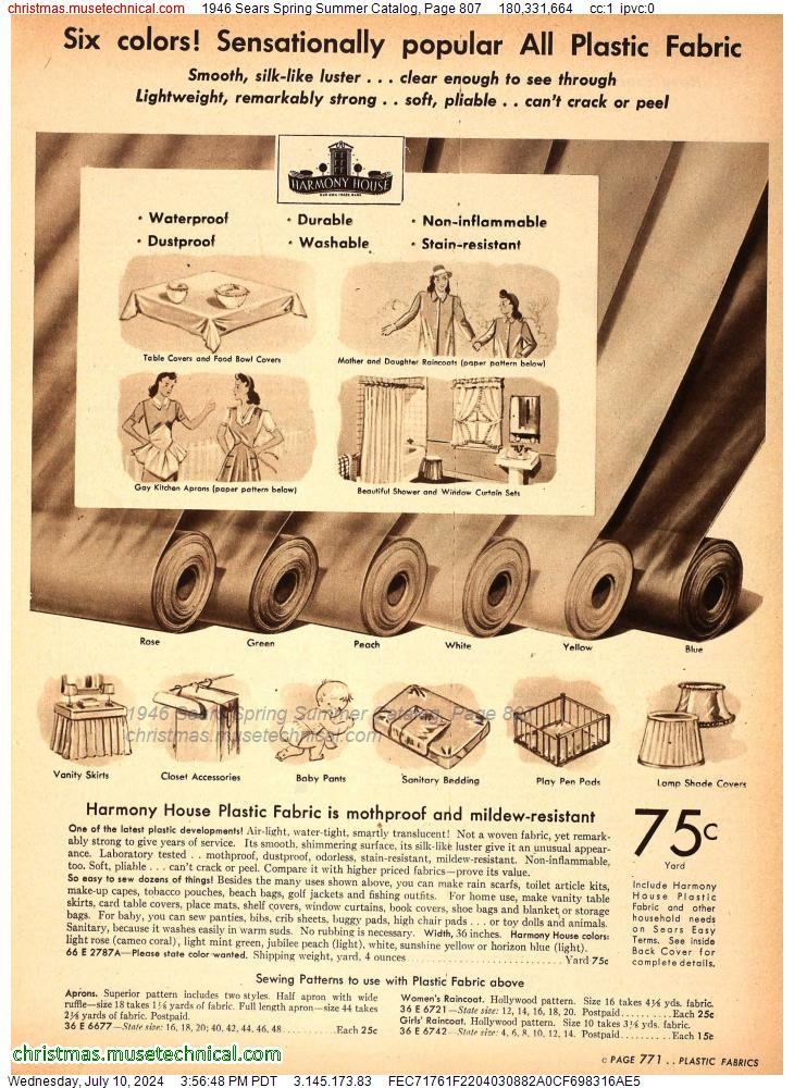 1946 Sears Spring Summer Catalog, Page 807