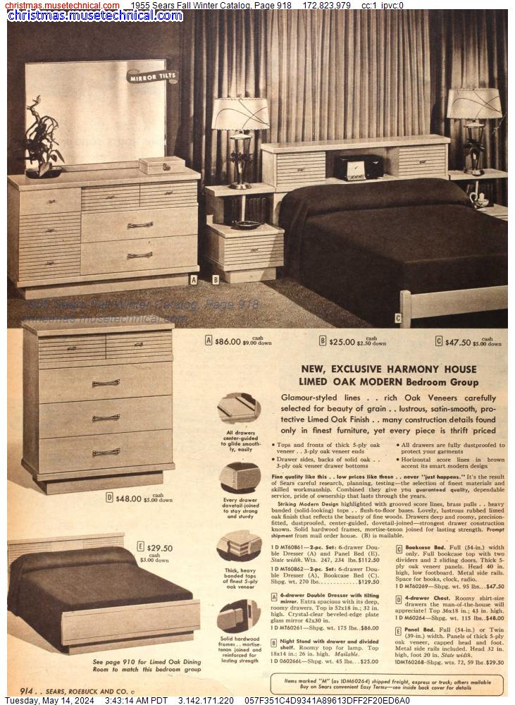 1955 Sears Fall Winter Catalog, Page 918
