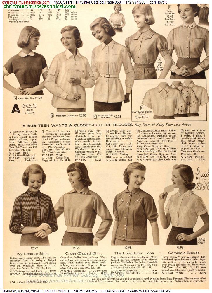 1956 Sears Fall Winter Catalog, Page 350