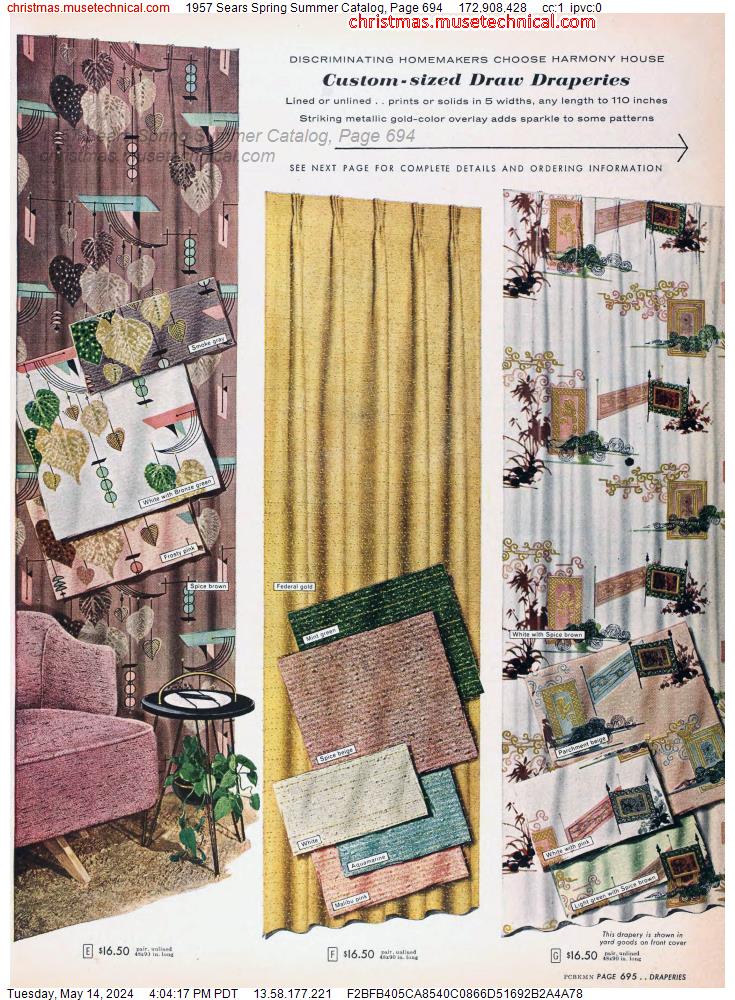1957 Sears Spring Summer Catalog, Page 694