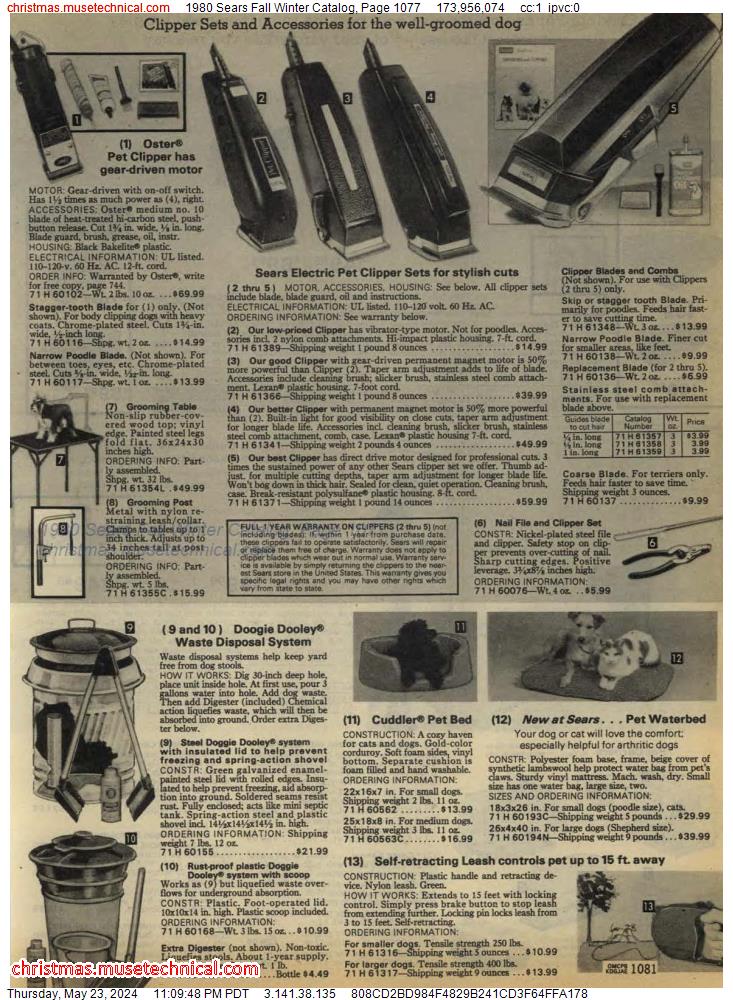 1980 Sears Fall Winter Catalog, Page 1077